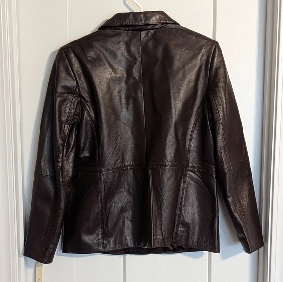 Amanda Smith Brown 100% Leather Jacket sz 12P - Picture 3 of 8